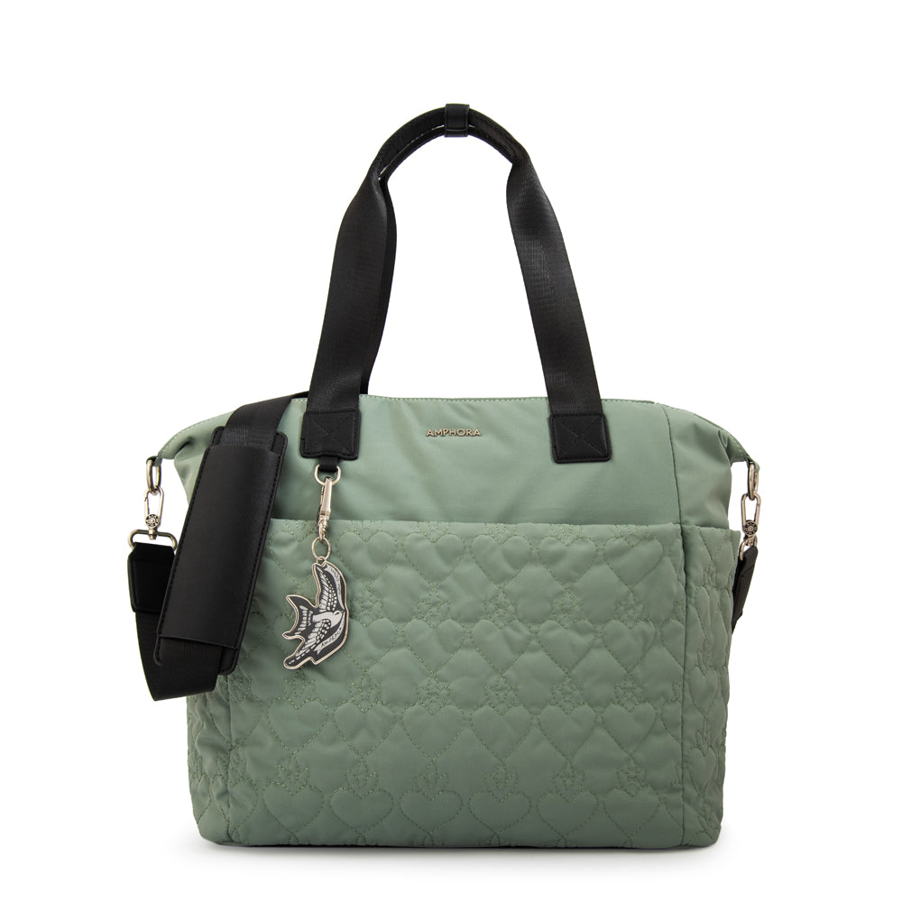 Cartera Dos Asas Porta Laptop Fabula Verde Claro