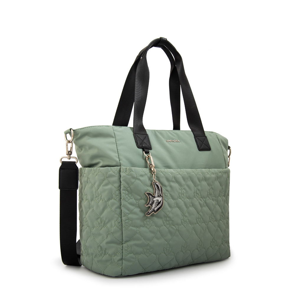 Cartera Dos Asas Porta Laptop Fabula Verde Claro
