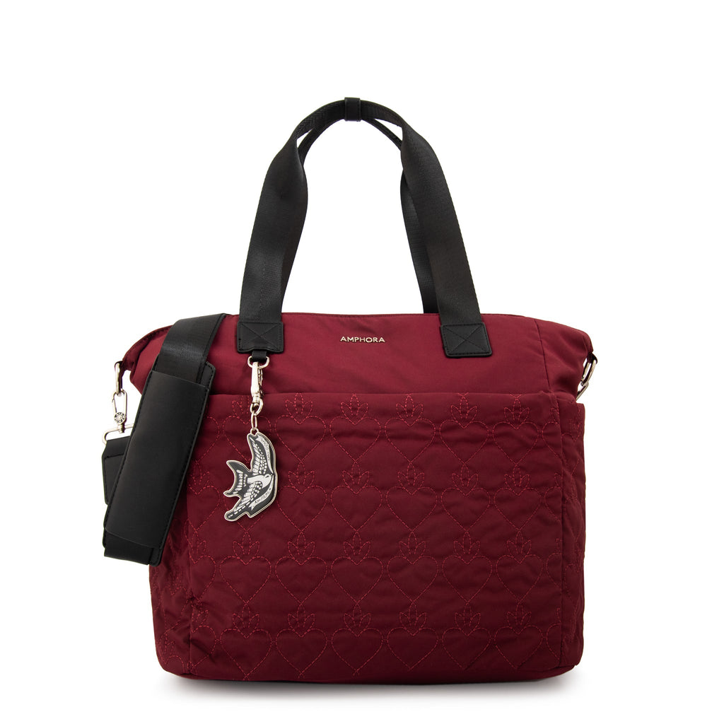 Cartera Dos Asas Porta Laptop Fabula Rojo Oscuro