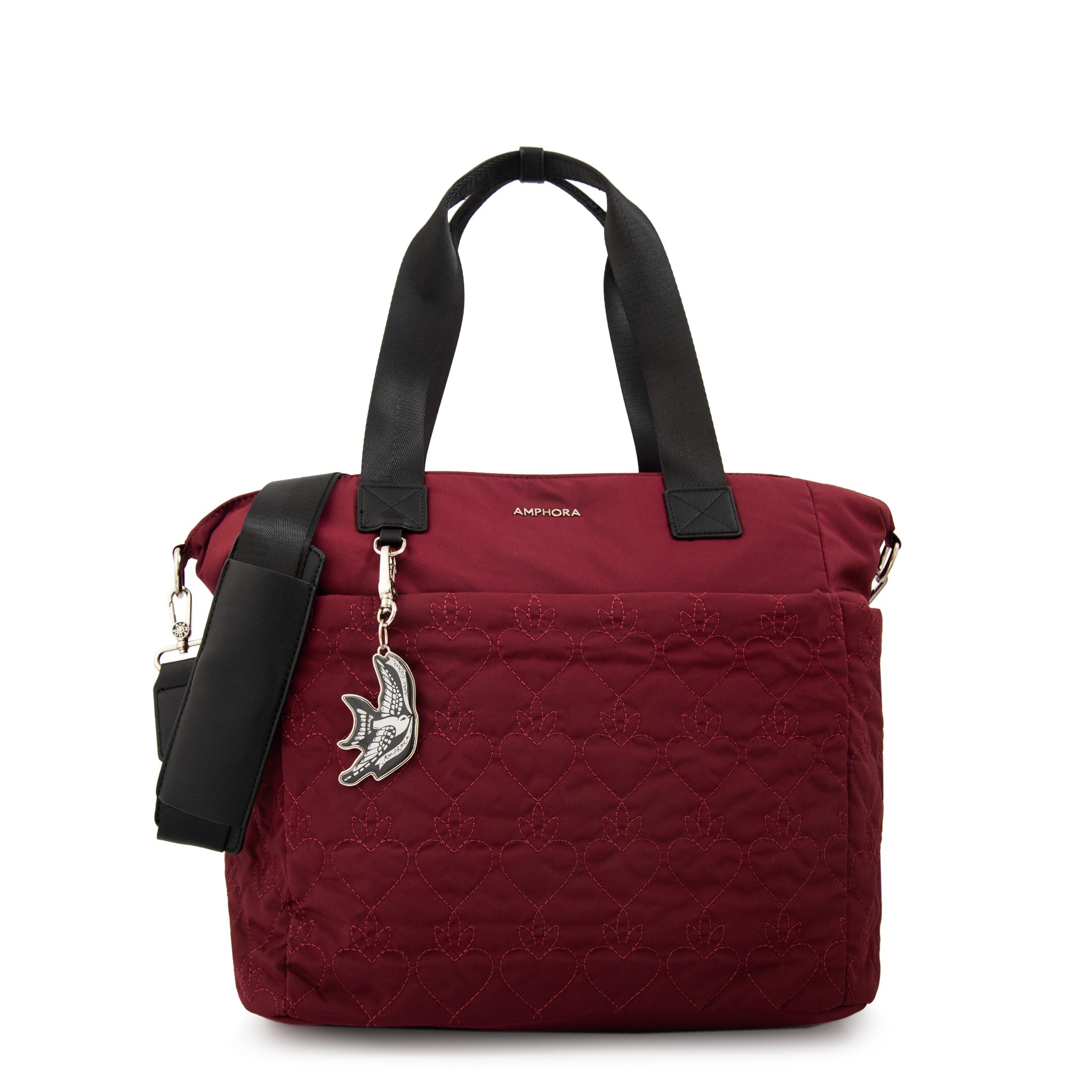 Cartera Dos Asas Porta Laptop Fabula Rojo Oscuro