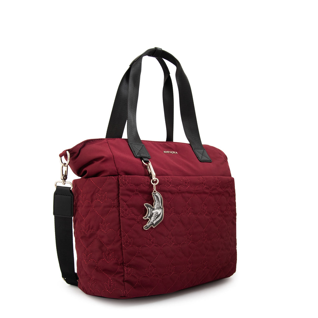 Cartera Dos Asas Porta Laptop Fabula Rojo Oscuro