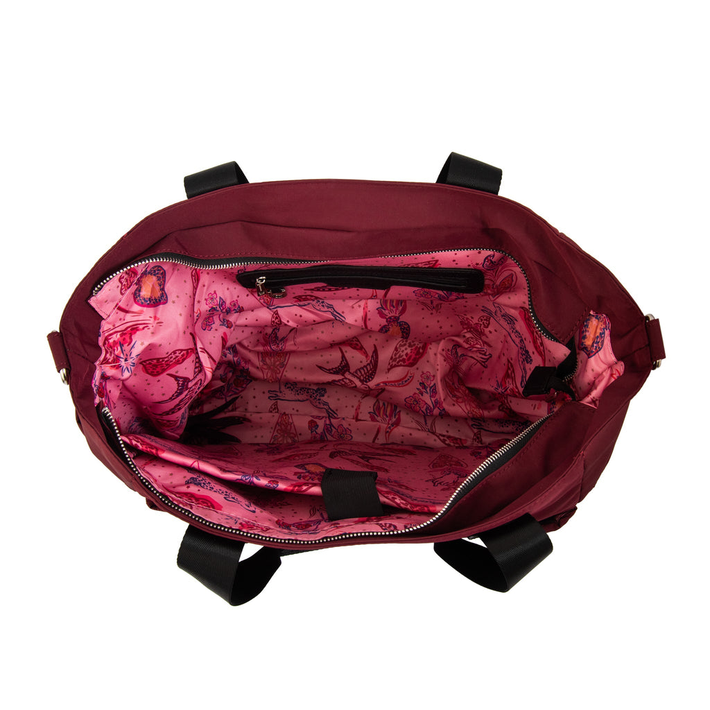 Cartera Dos Asas Porta Laptop Fabula Rojo Oscuro