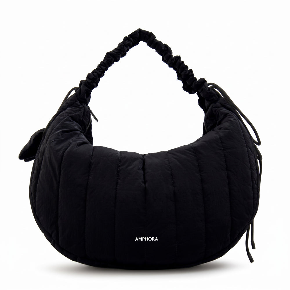 Cartera Oval Adriana Nylon Negro