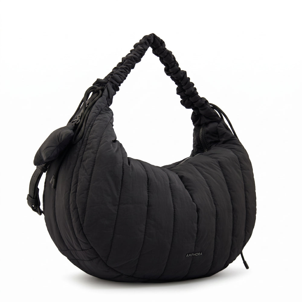 Cartera Oval Adriana Nylon Negro