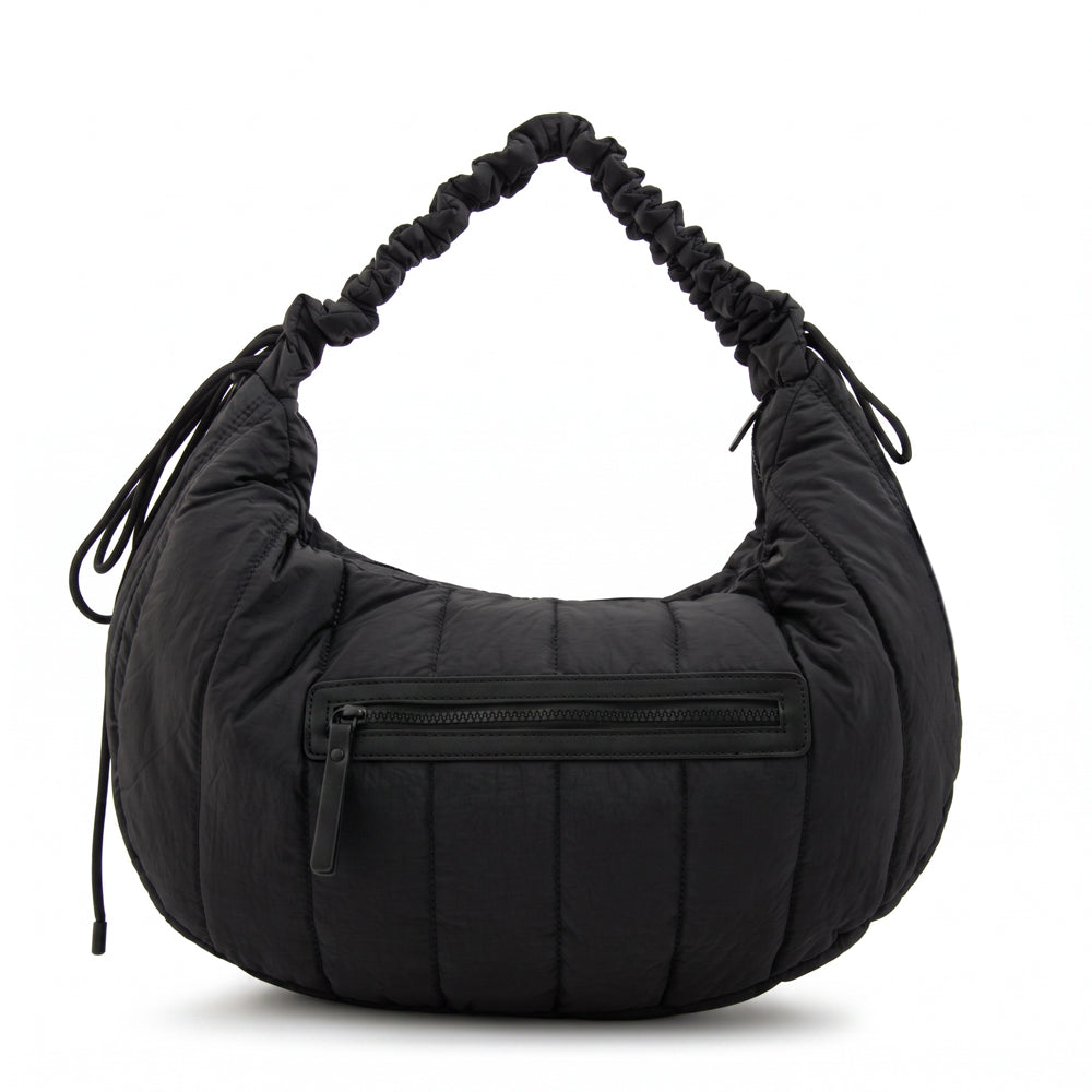 Cartera Oval Adriana Nylon Negro