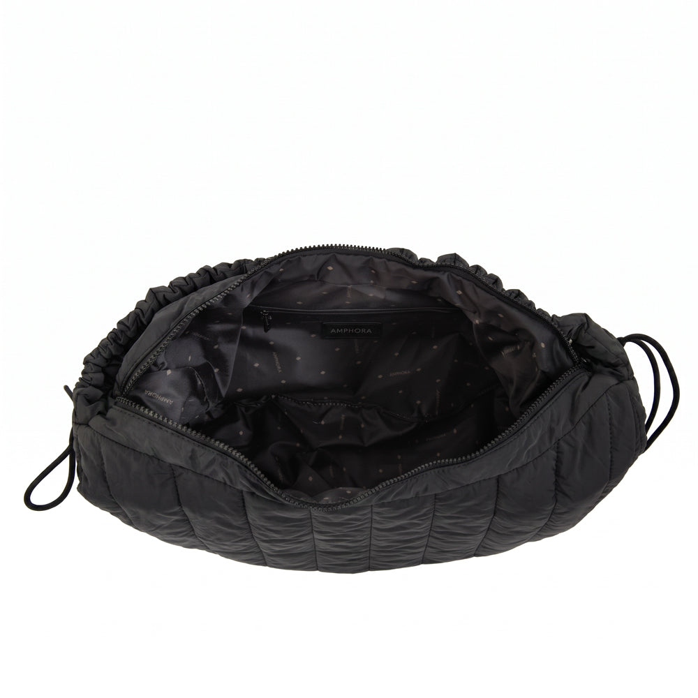 Cartera Oval Adriana Nylon Negro