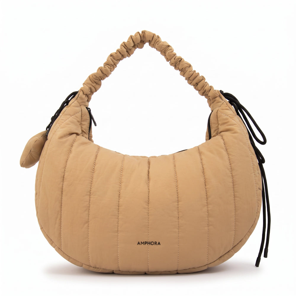 Cartera Oval Adriana Nylon Beige