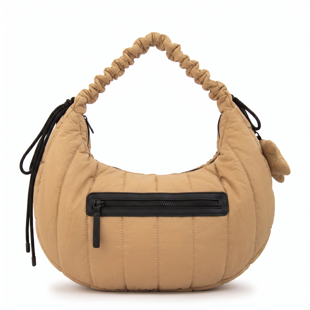 Cartera Oval Adriana Nylon Beige