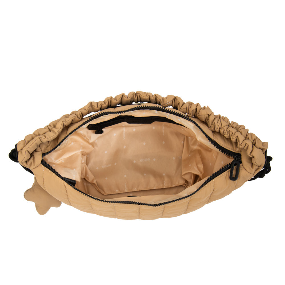 Cartera Oval Adriana Nylon Beige