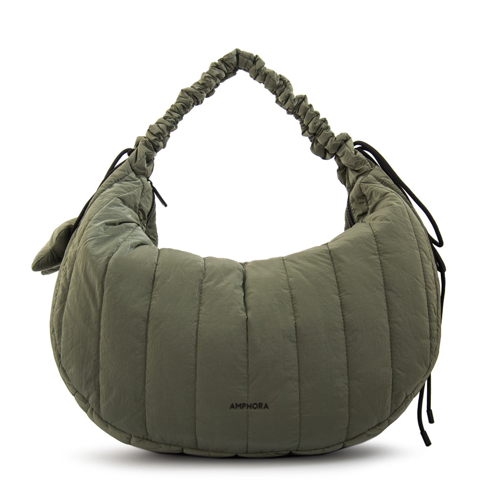 Cartera Oval Adriana Nylon Verde Oliva
