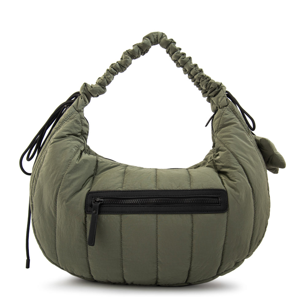 Cartera Oval Adriana Nylon Verde Oliva