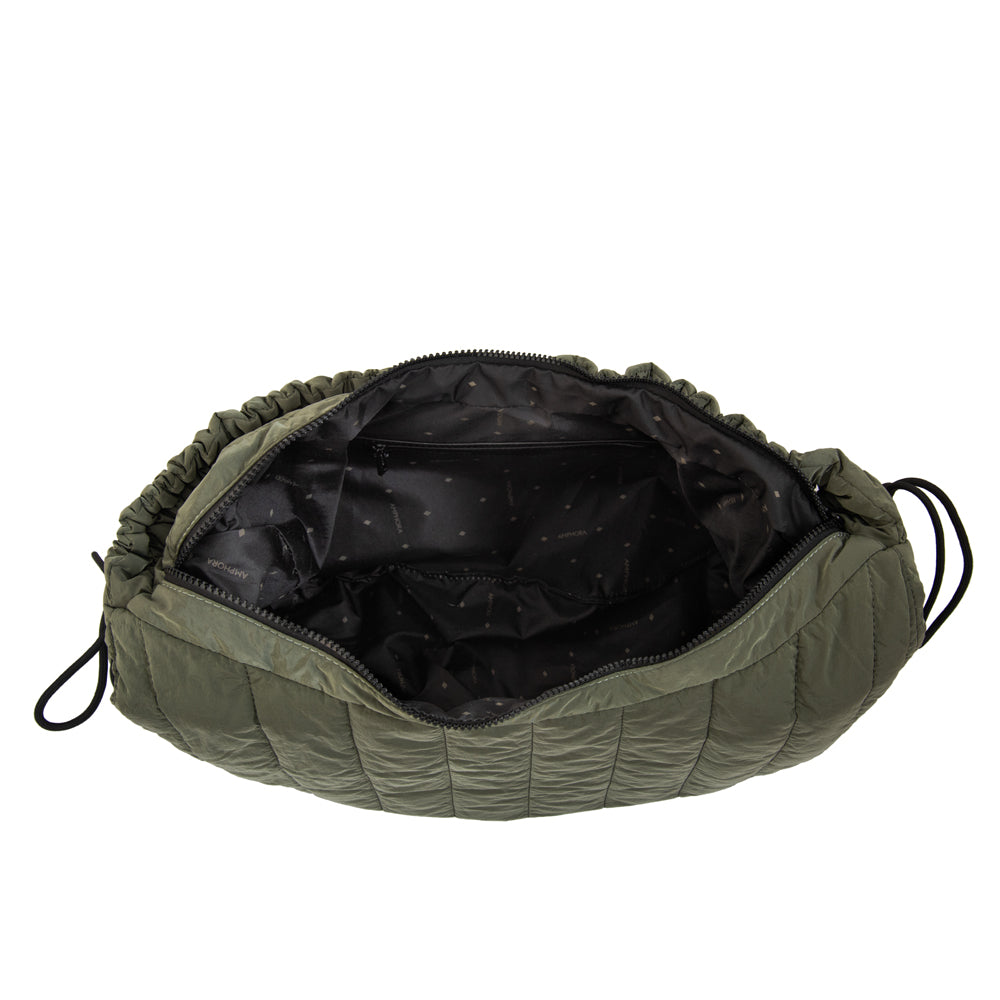 Cartera Oval Adriana Nylon Verde Oliva