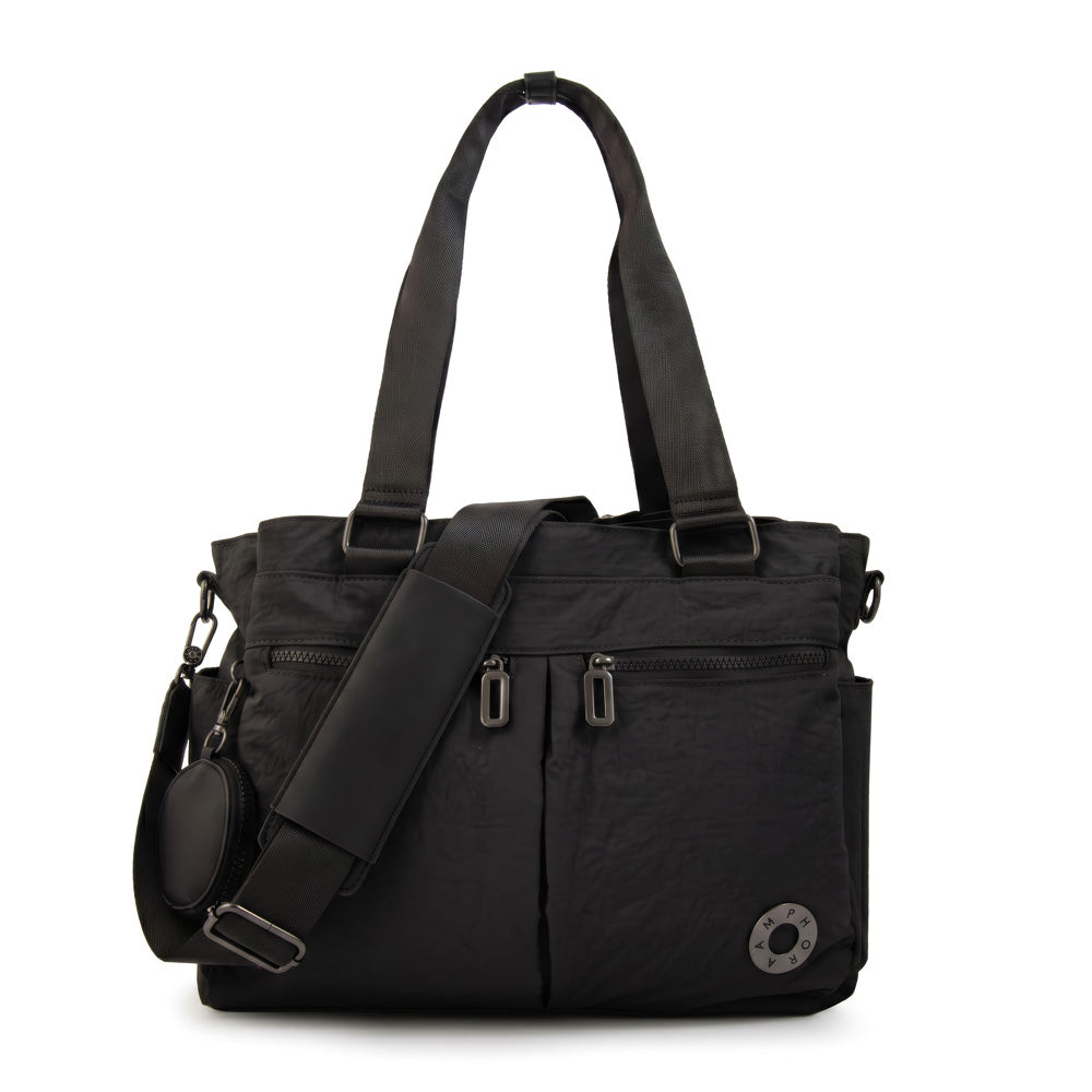 Cartera Dos Asas Portalaptop Vesna Nylon Negro