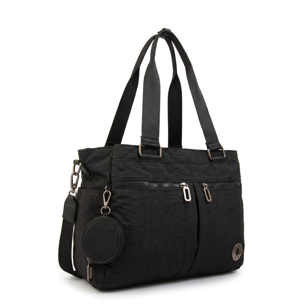 Cartera Dos Asas Portalaptop Vesna Nylon Negro