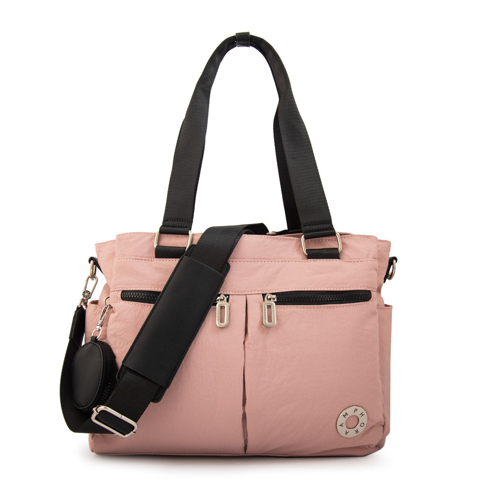 Cartera Dos Asas Portalaptop Vesna Nylon Rosado