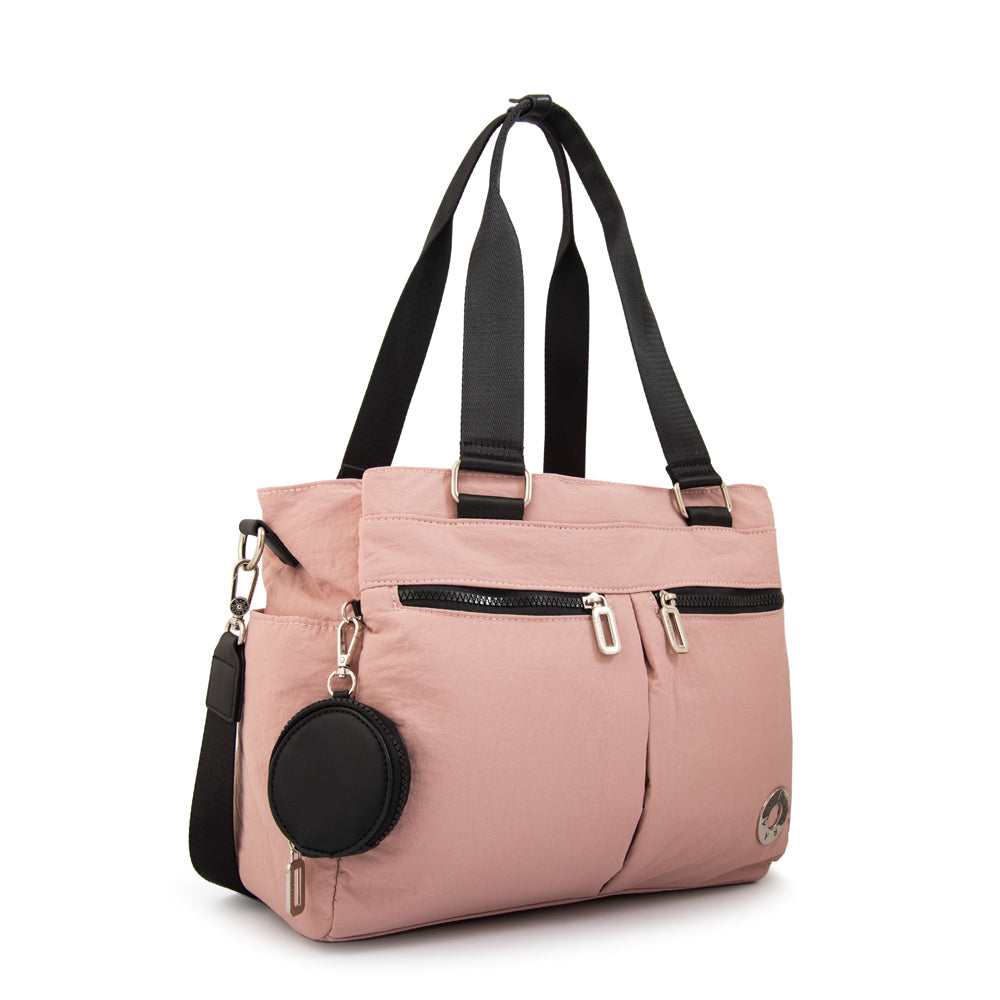 Cartera Dos Asas Portalaptop Vesna Nylon Rosado
