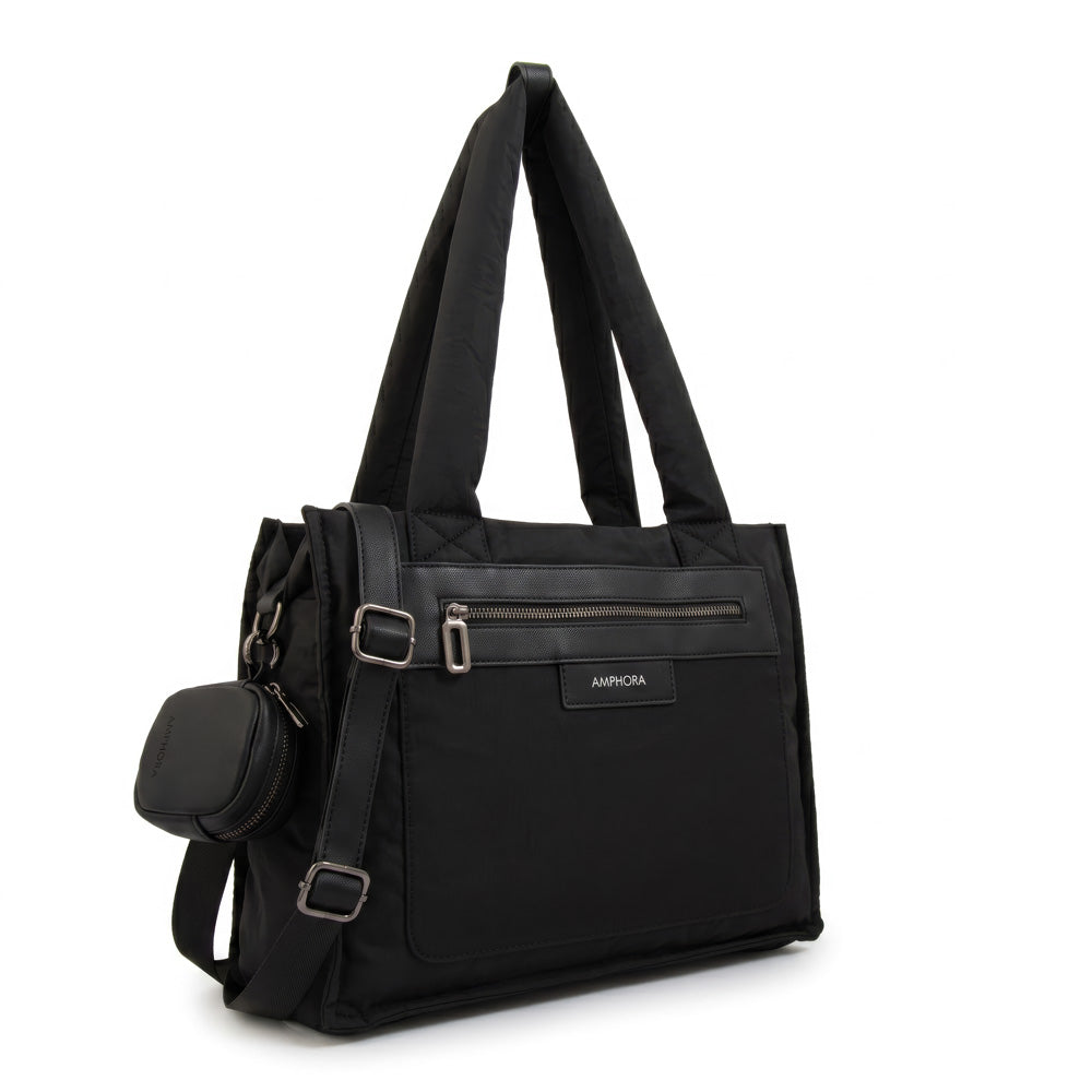 Cartera Dos Asas Portalaptop Daliet Nylon Negro