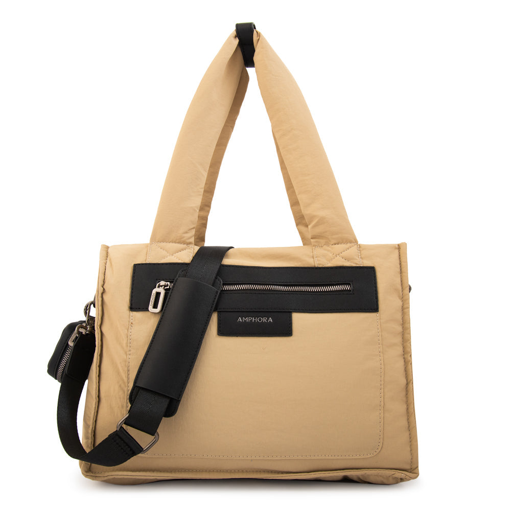 Cartera Dos Asas Portalaptop Daliet Nylon Beige