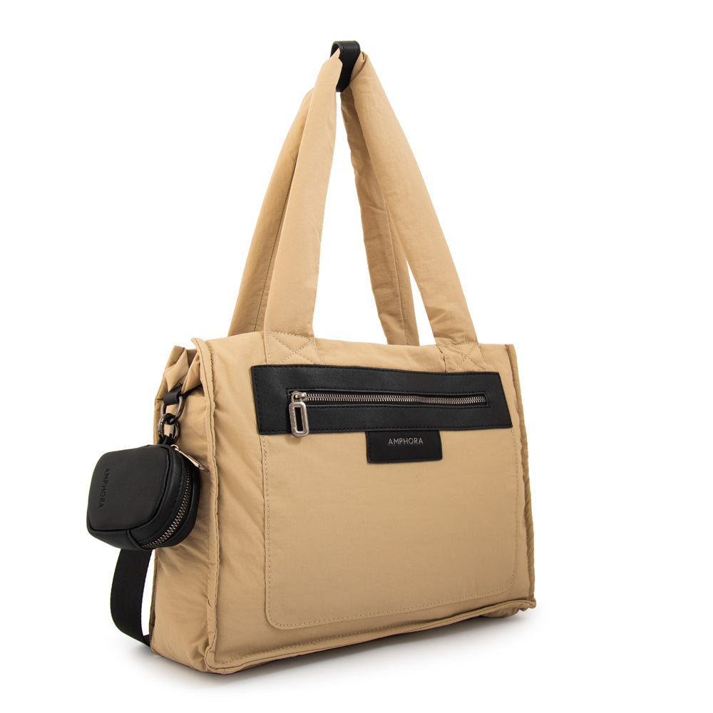 Cartera Dos Asas Portalaptop Daliet Nylon Beige