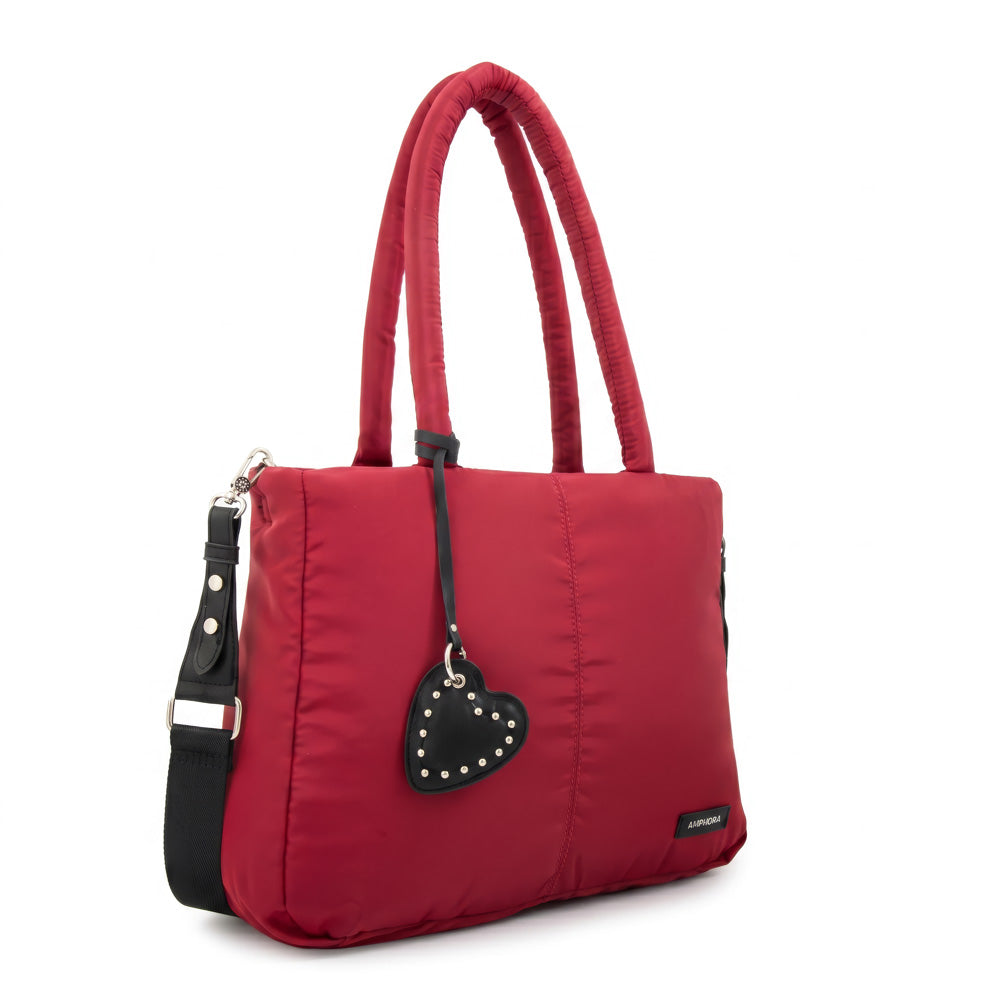 Cartera Dos Asas Portalaptop Luz Rojo Oscuro