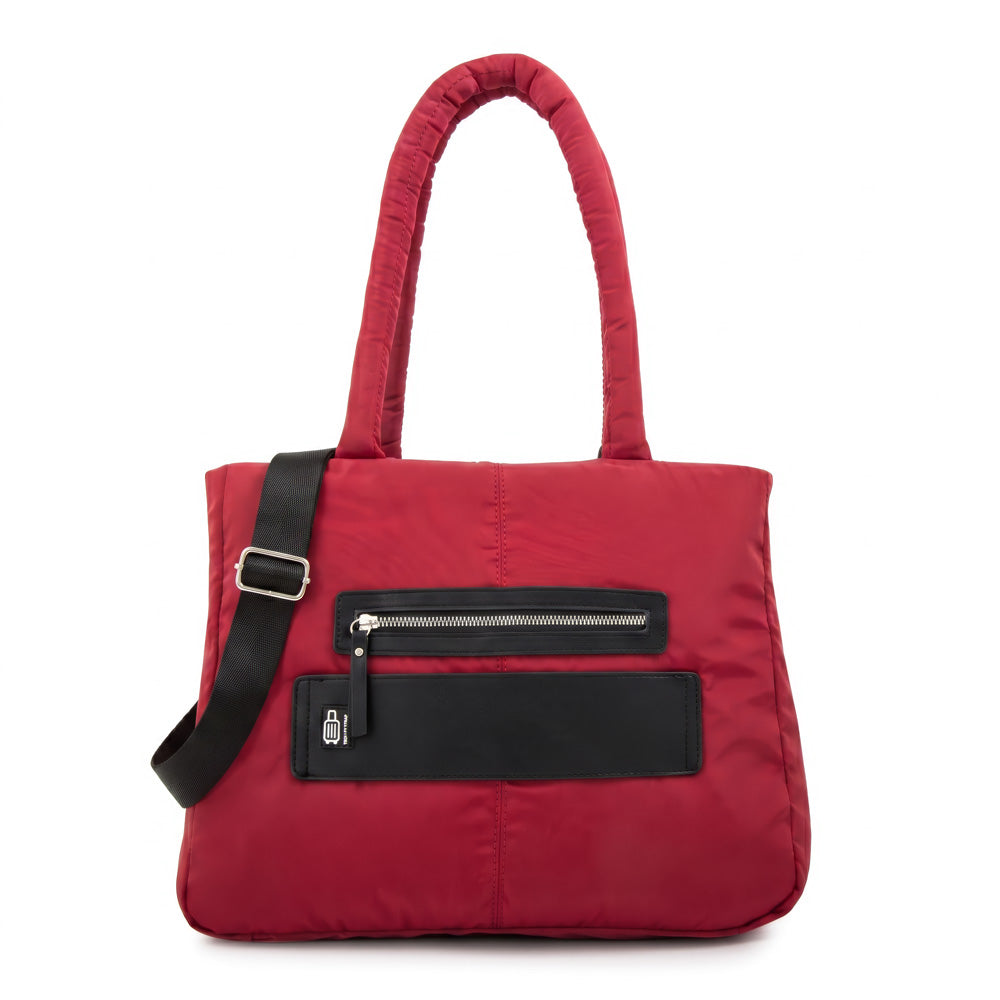 Cartera Dos Asas Portalaptop Luz Rojo Oscuro