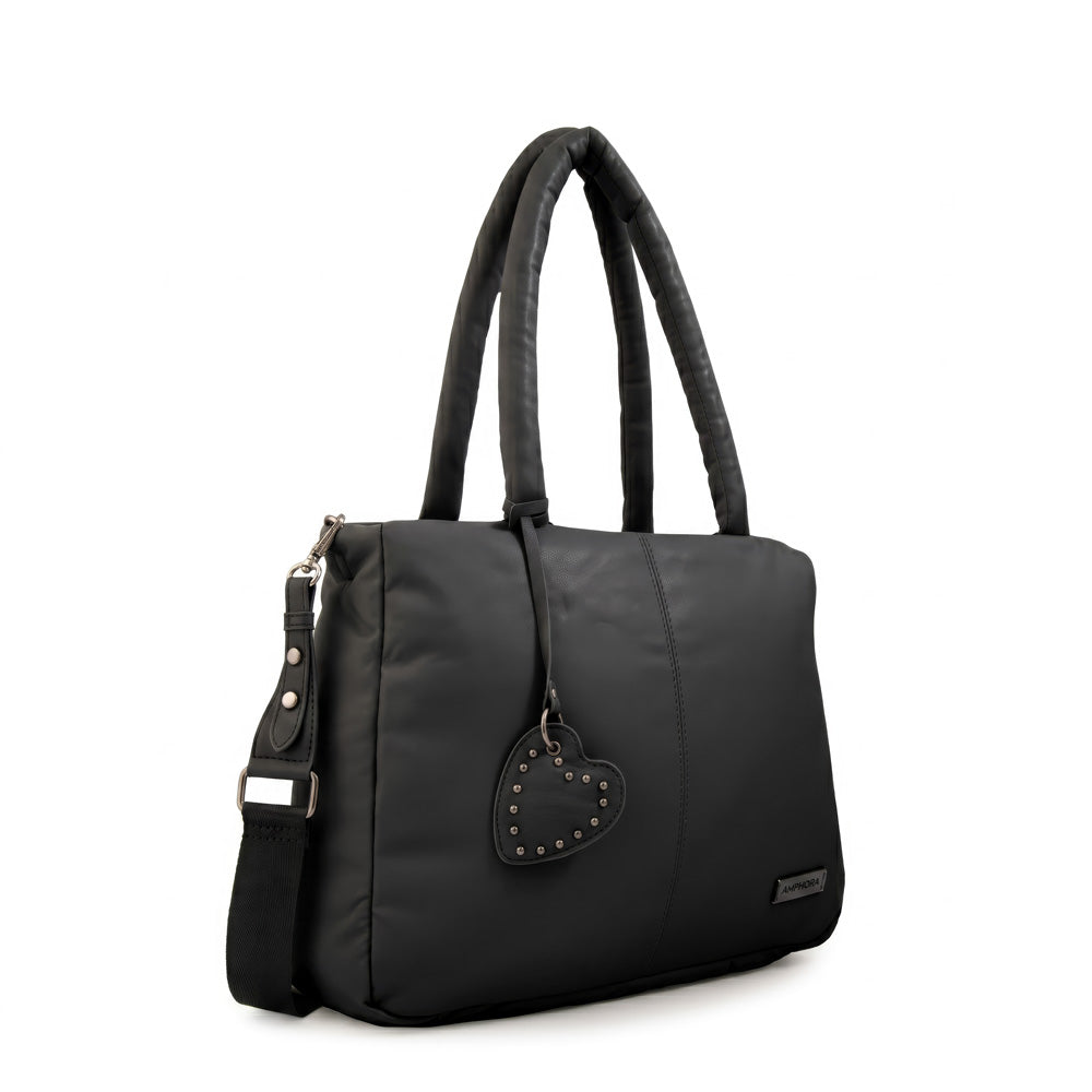 Cartera Dos Asas Portalaptop Luz Nylon Negro