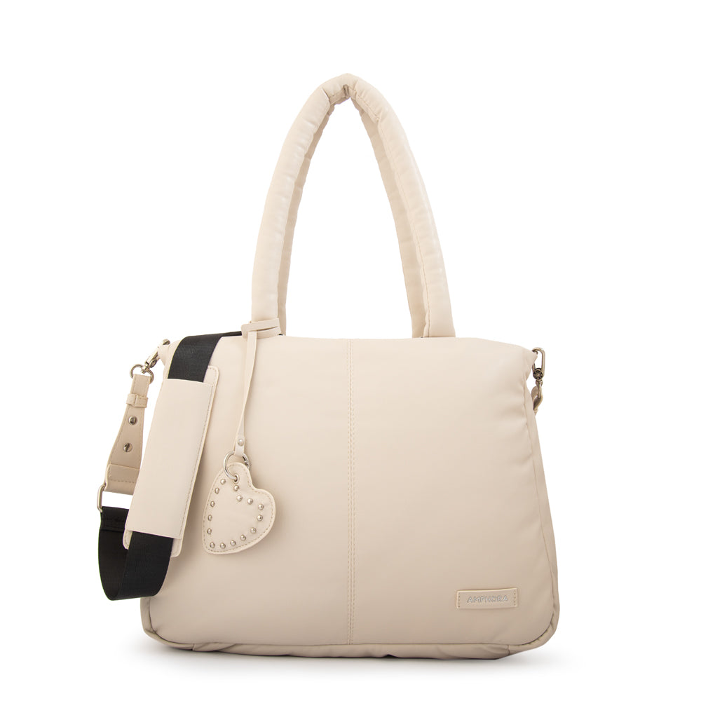 Cartera Dos Asas Portalaptop Luz Nylon Blanco Crudo