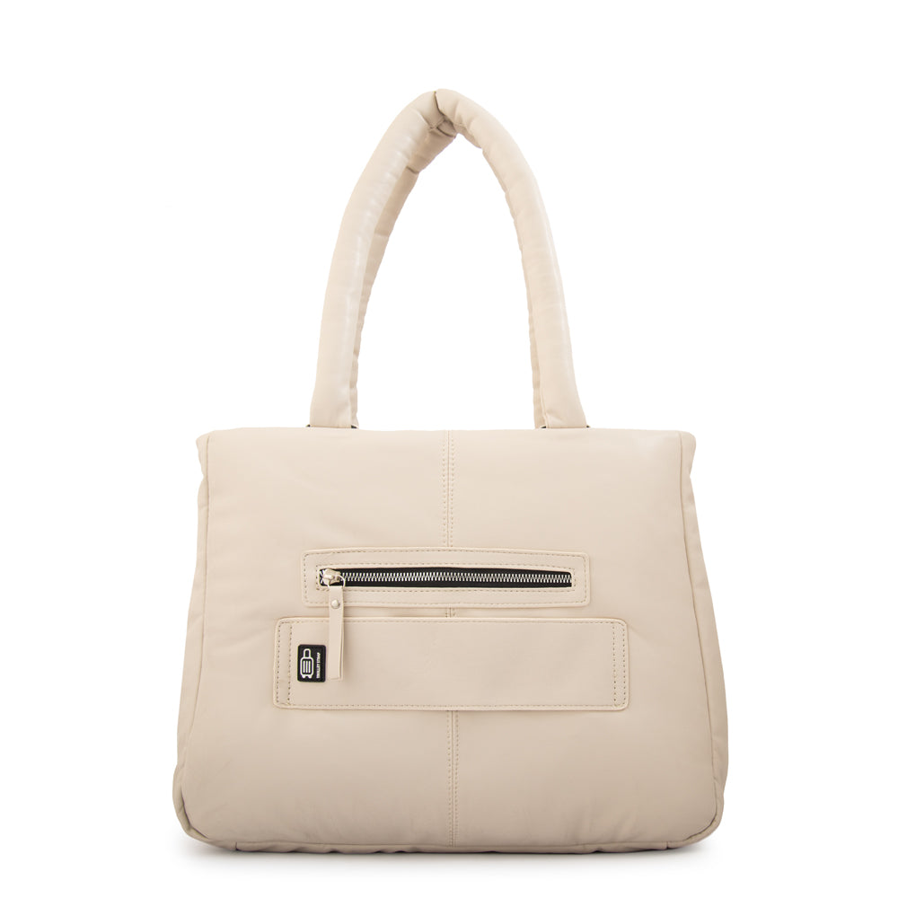 Cartera Dos Asas Portalaptop Luz Nylon Blanco Crudo