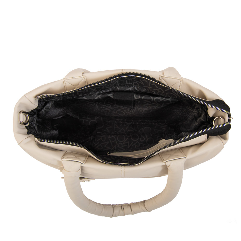 Cartera Dos Asas Portalaptop Luz Nylon Blanco Crudo
