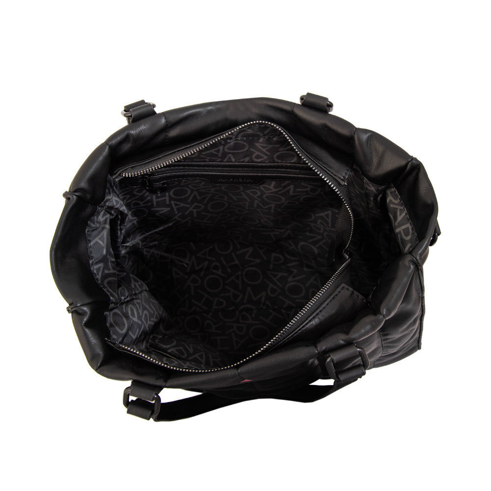 Cartera Dos Asas Japon Liso Negro