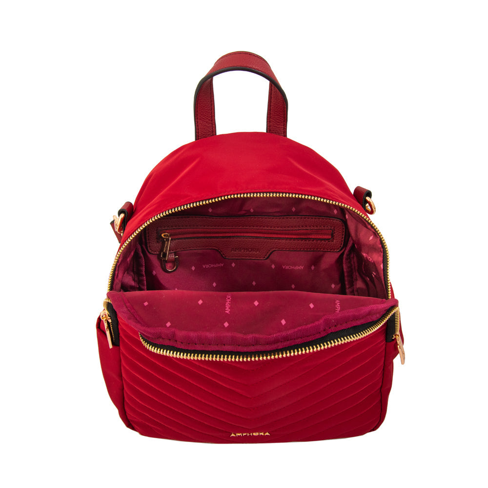 Mochila Filomena Nylon Rojo Oscuro