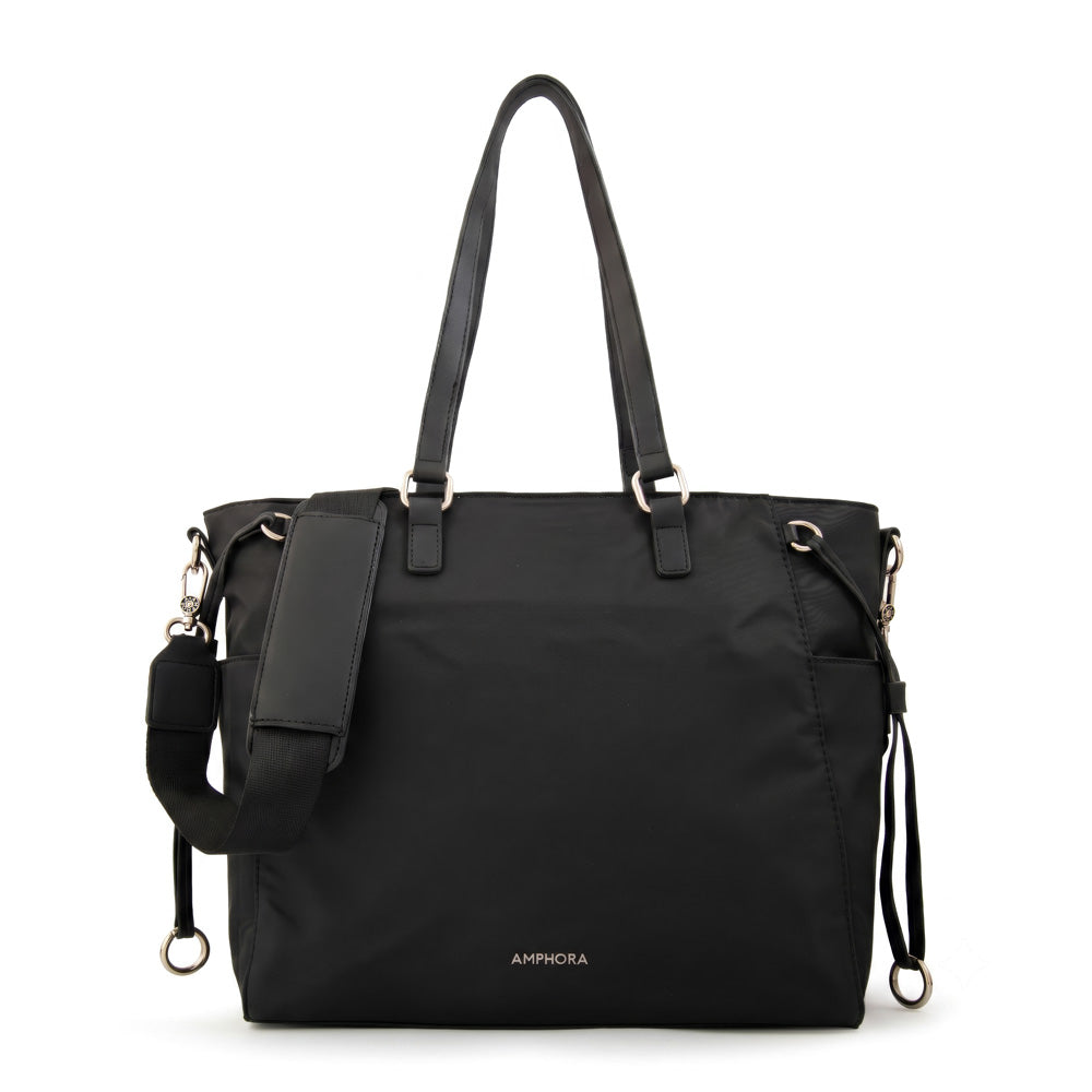Cartera Dos Asas Portalaptop Romina Nylon Negro