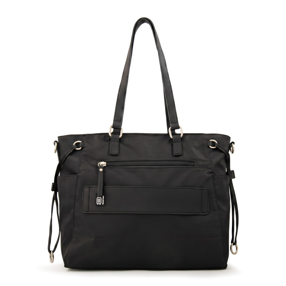 Cartera Dos Asas Portalaptop Romina Nylon Negro