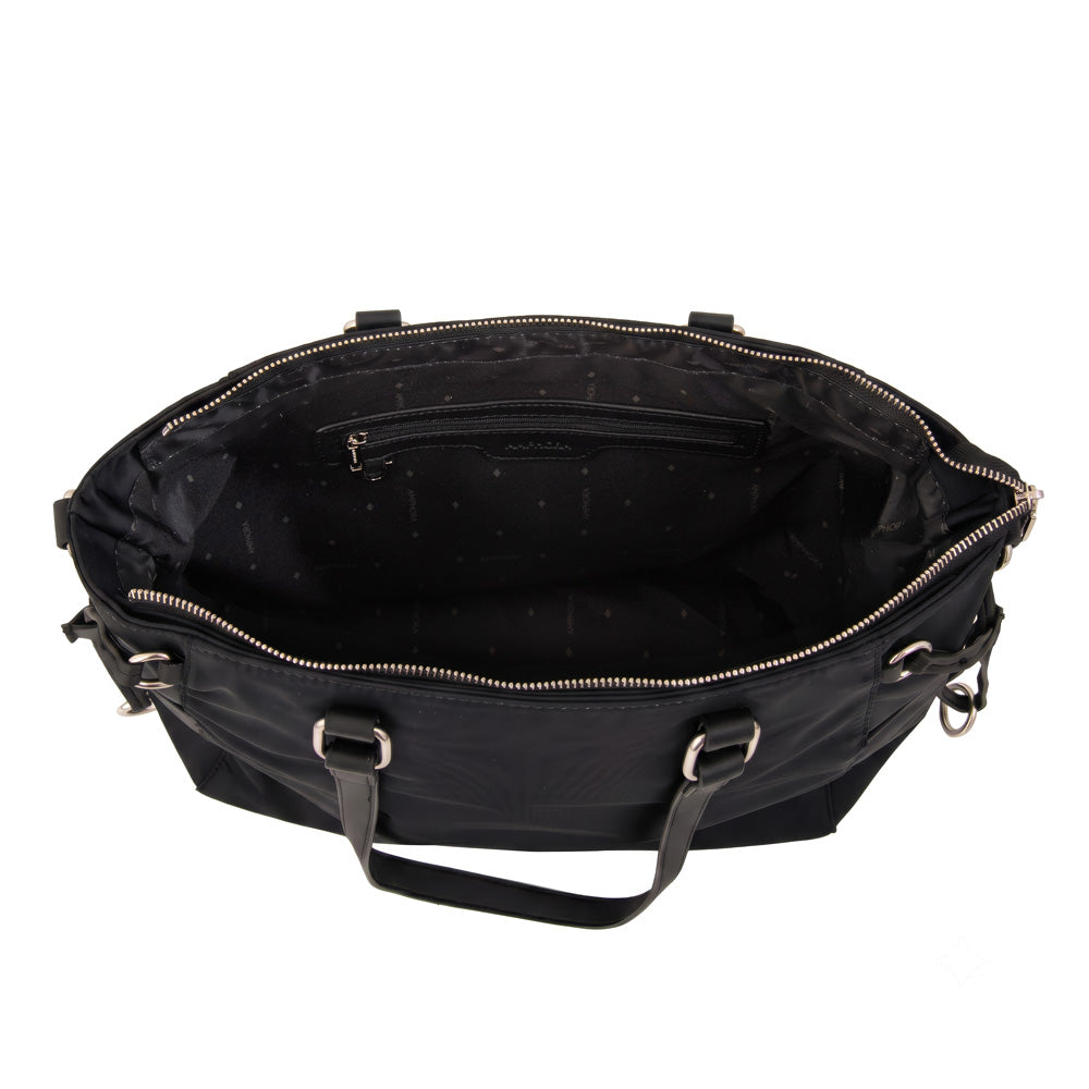 Cartera Dos Asas Portalaptop Romina Nylon Negro
