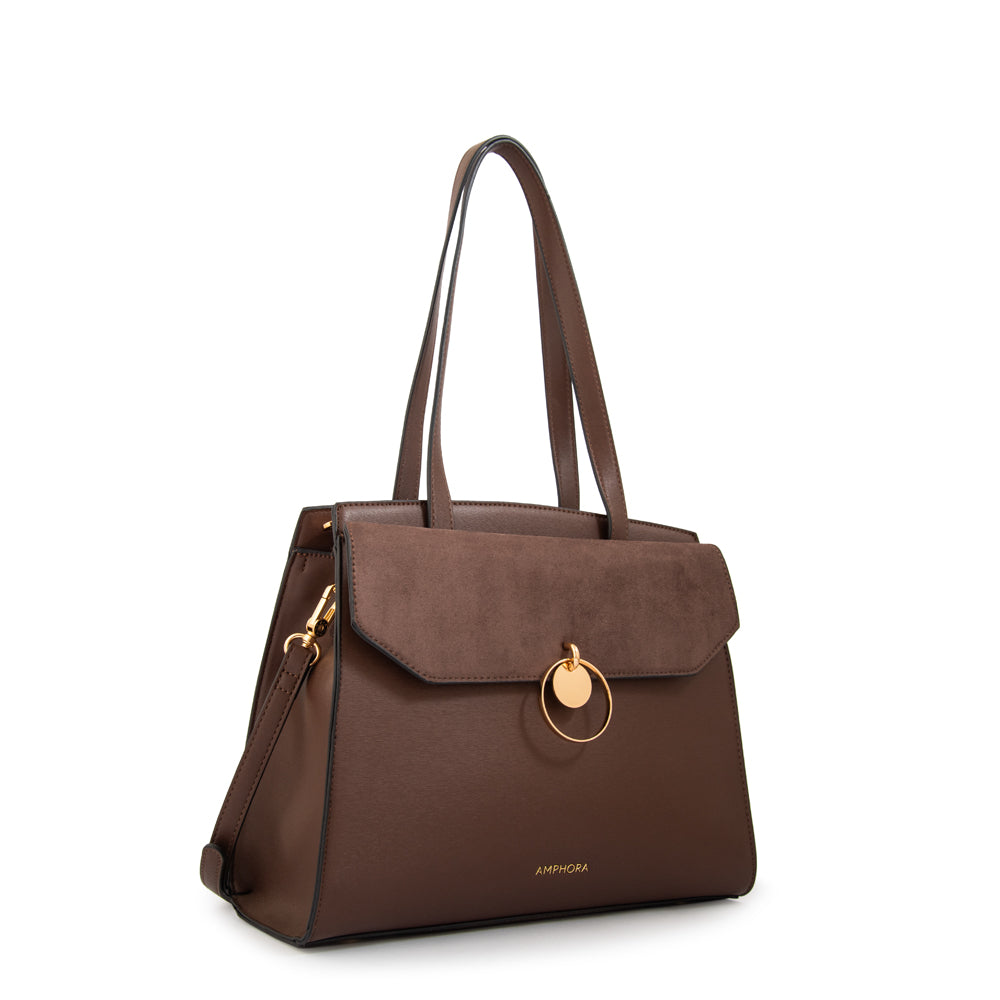 Cartera Dos Asas Maggie Café Oscuro
