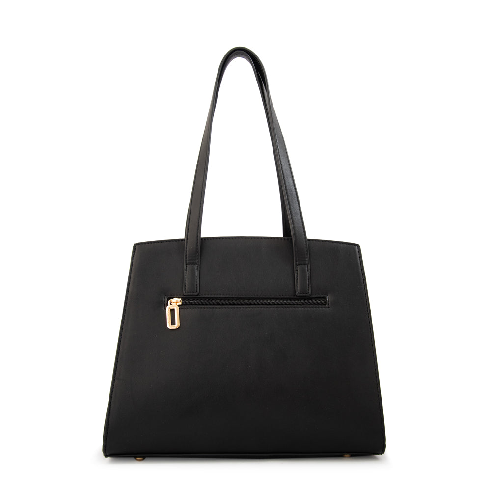 Cartera Dos Asas Maggie Croco Negro
