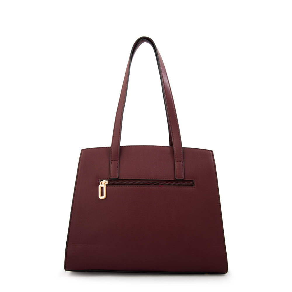 Cartera Dos Asas Maggie Croco Burdeo