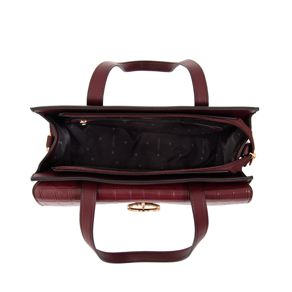 Cartera Dos Asas Maggie Croco Burdeo