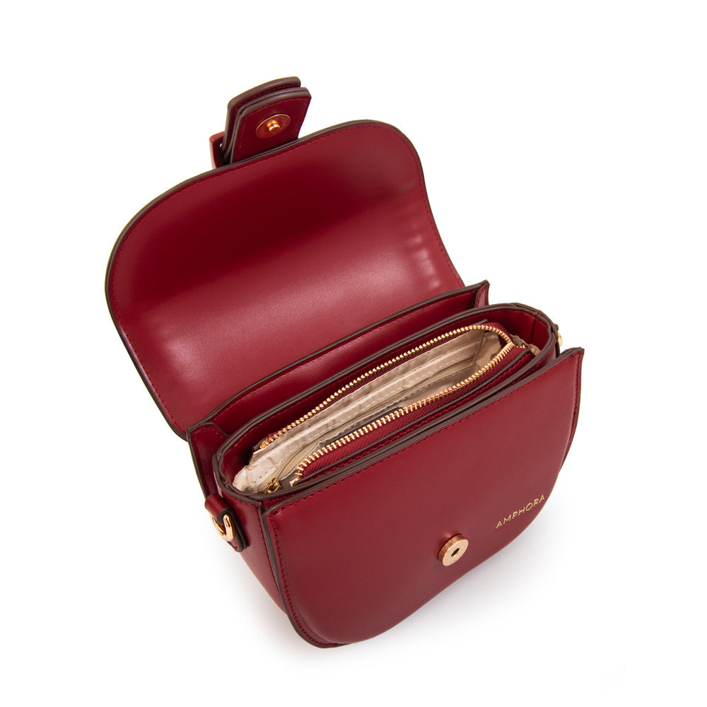 Crossbody Oval Tifany Rojo Oscuro