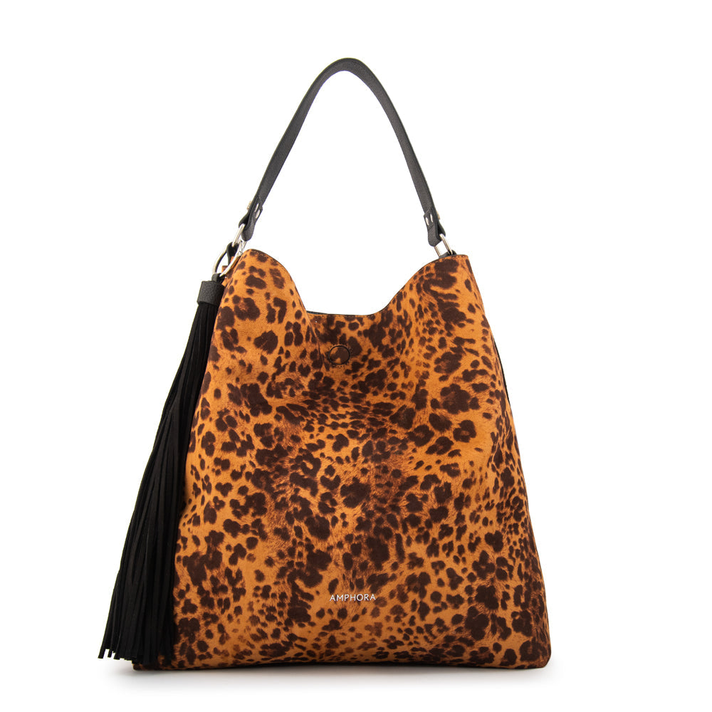 Cartera Dos Asas Reversible Raven Gamuzado Camel