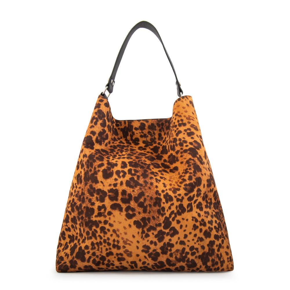 Cartera Dos Asas Reversible Raven Gamuzado Camel