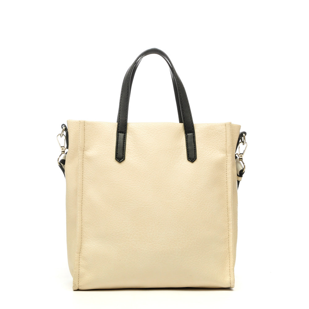 Cartera Dos Asas Zebre Blanco Crudo