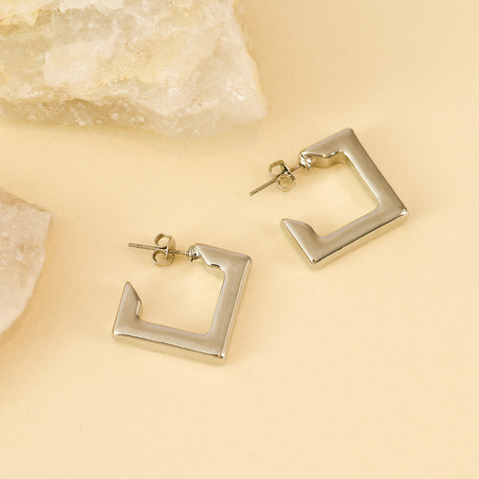 Aretes Geometric Plateado