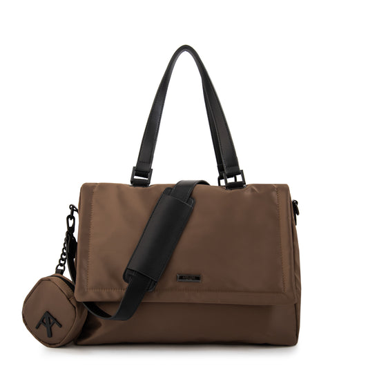 Cartera Dos Asas Porta Laptop Bogart Taupe