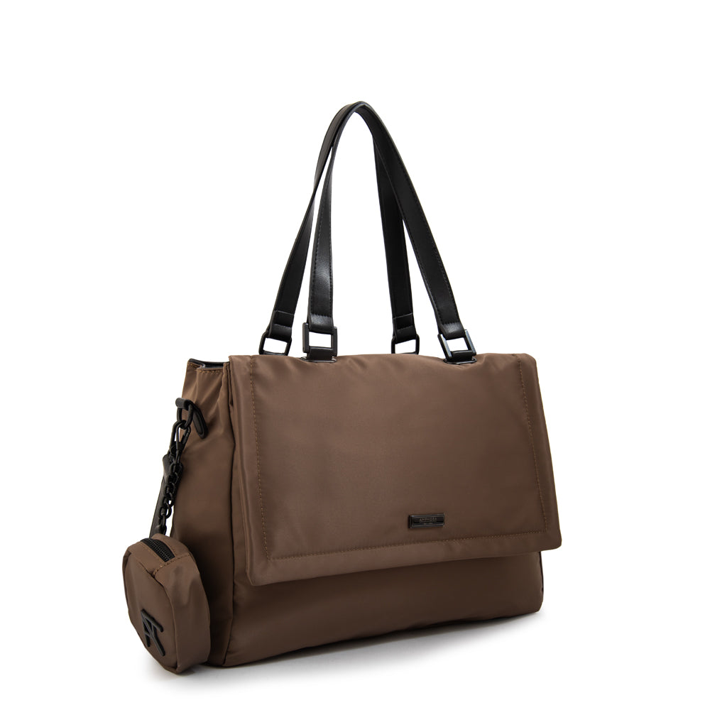 Cartera Dos Asas Porta Laptop Bogart Taupe