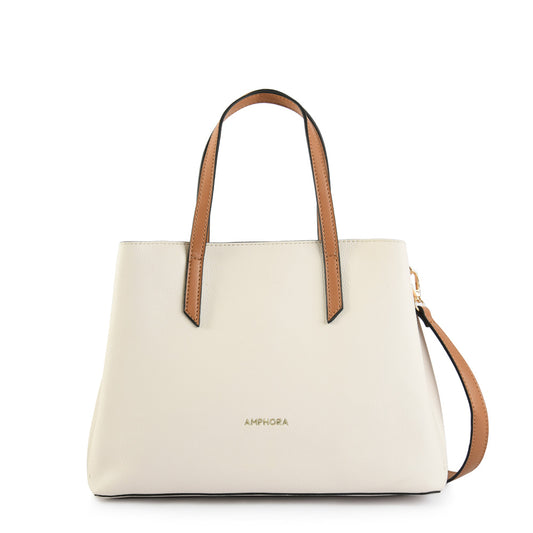 Cartera Dos Asas Caramel Blanco Crudo