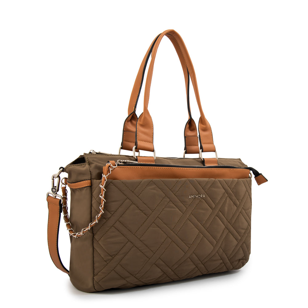 Cartera Dos Asas Porta Laptop 15" Gambia Verde Oscuro