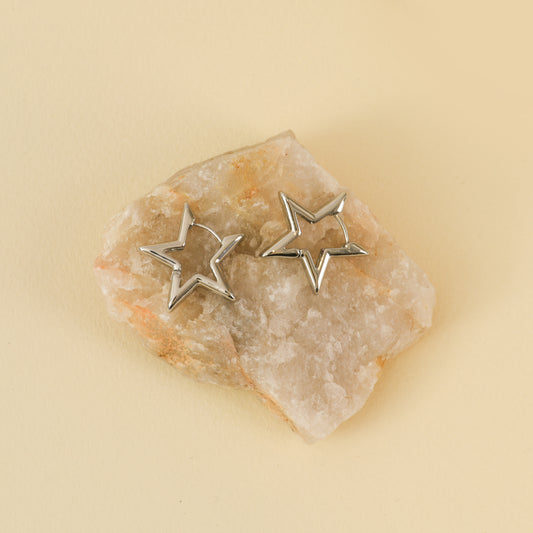 Aretes Geometric Estrella Pequeña Plateado