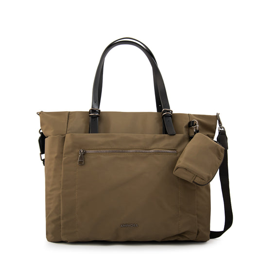 Cartera Dos Asas Porta Laptop Irina Verde Oscuro