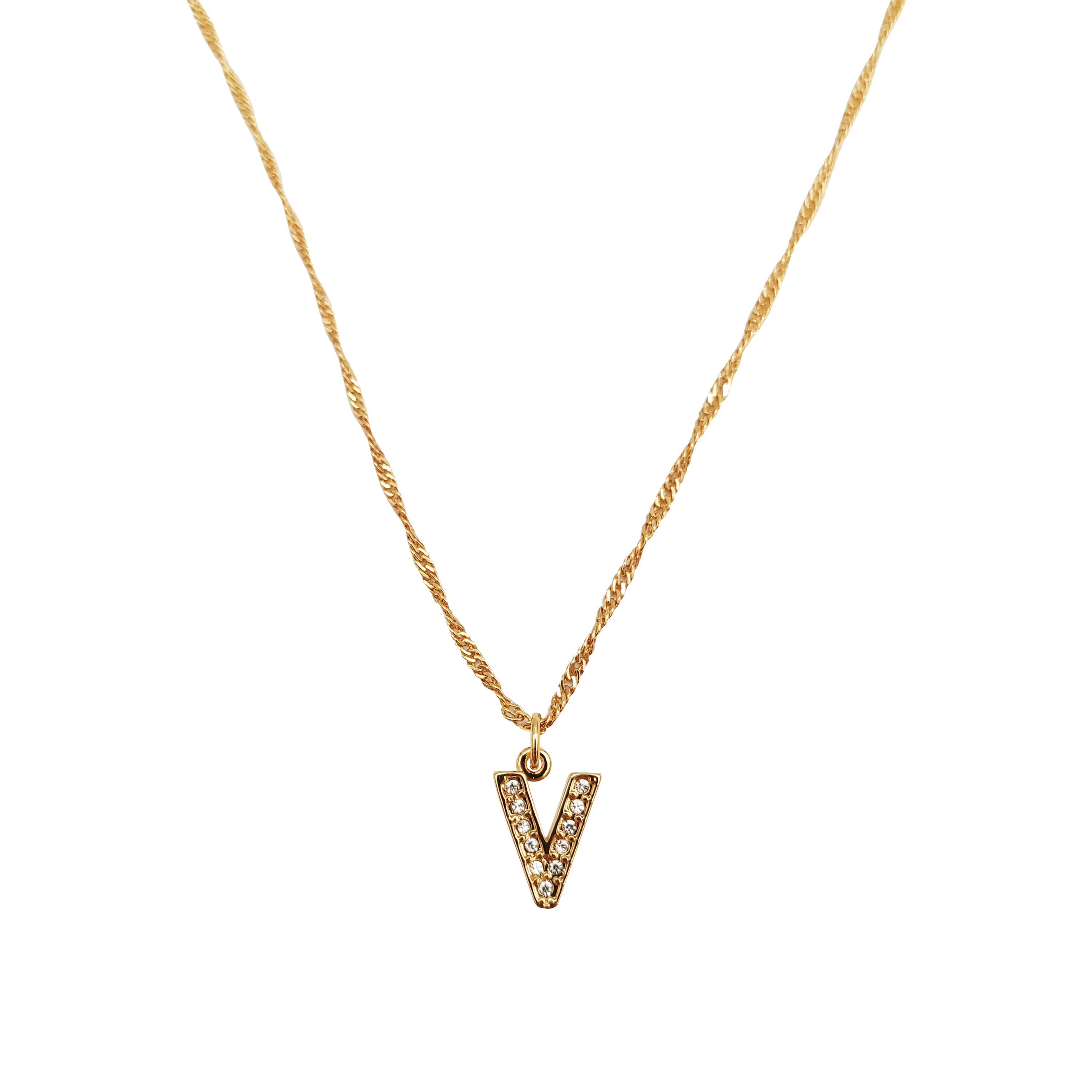 Collar Letra V Dorado